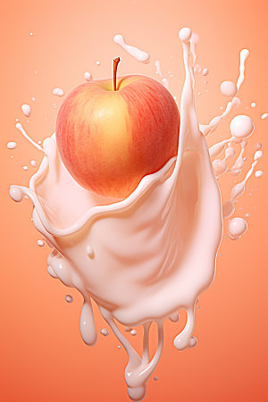 水蜜桃奶昔桃子牛奶果汁飞溅摄影图