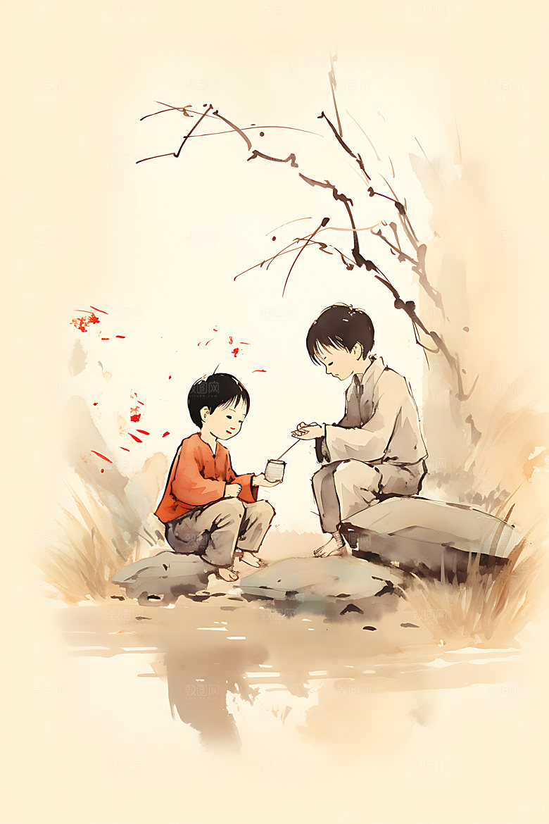 教书育人水墨教师节插画