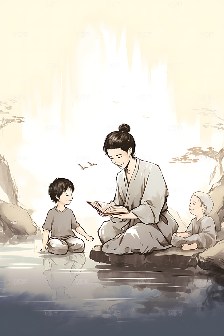 教书育人教育讲课插画