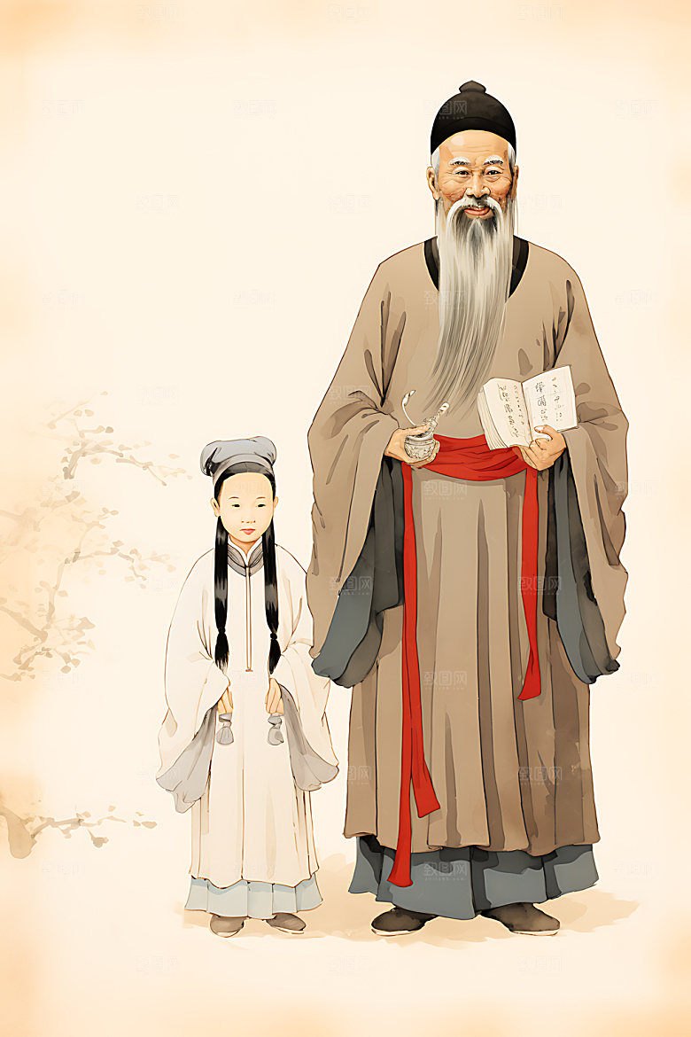 教书育人教学中国风插画