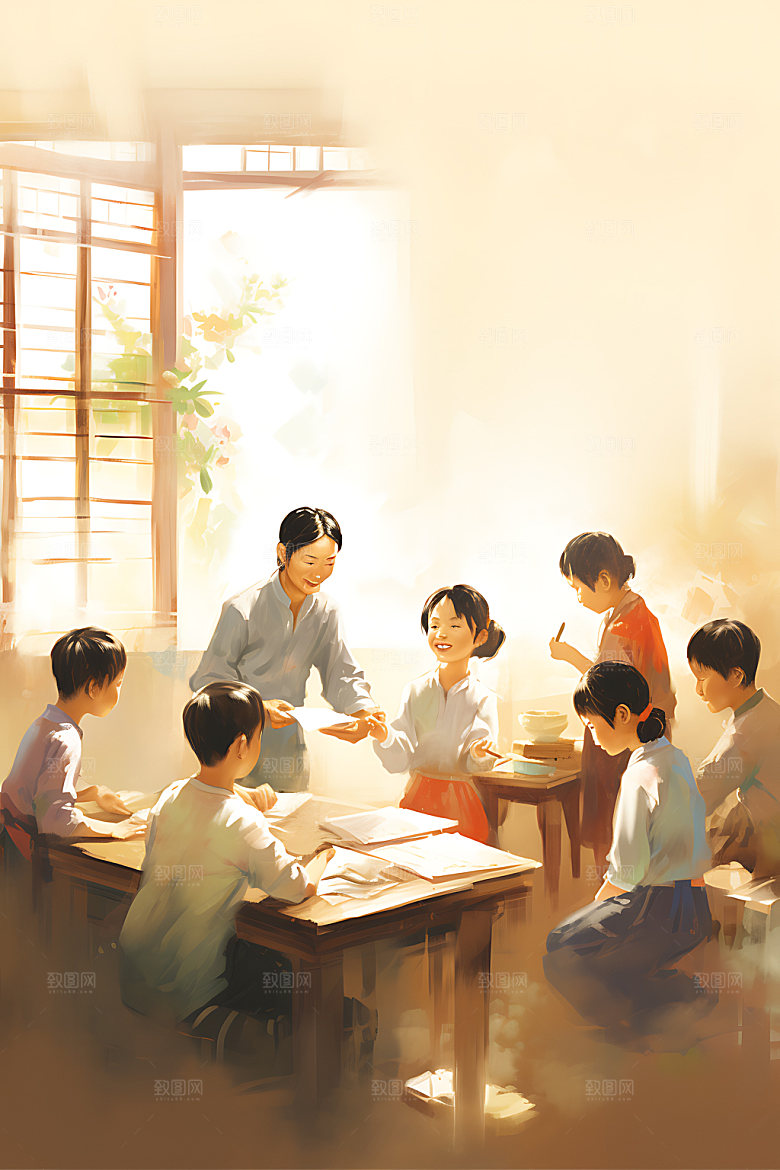 教书育人讲课教师节插画