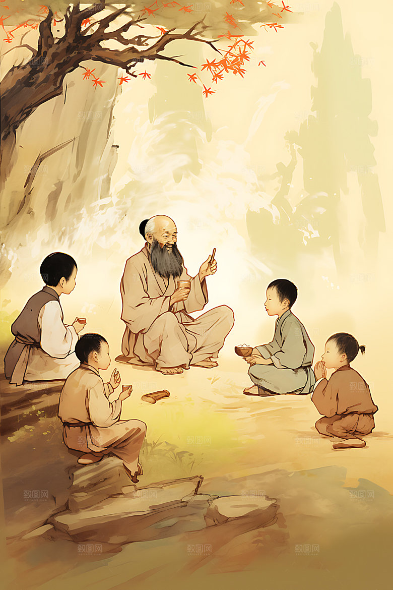 教书育人教育中国风插画