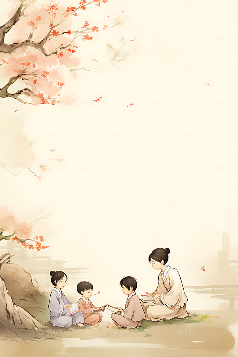 教书育人水墨教师节插画