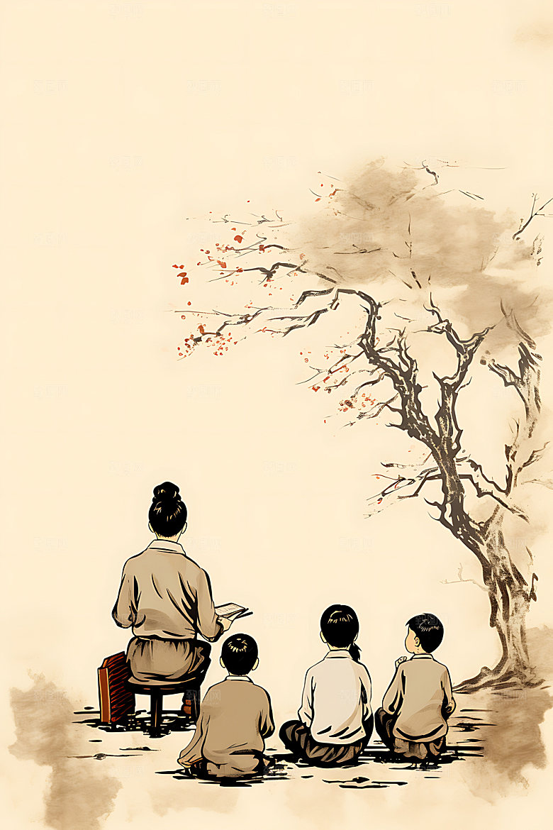教书育人教学中国风插画
