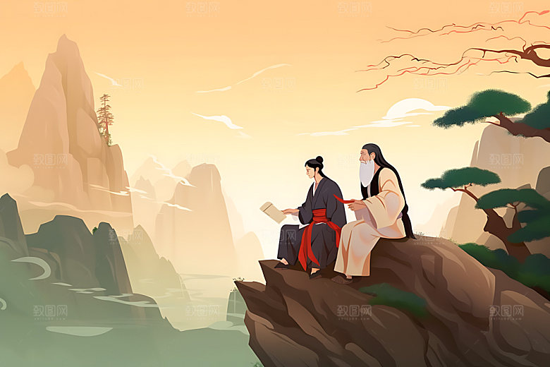 古人教书讲师请教水墨画