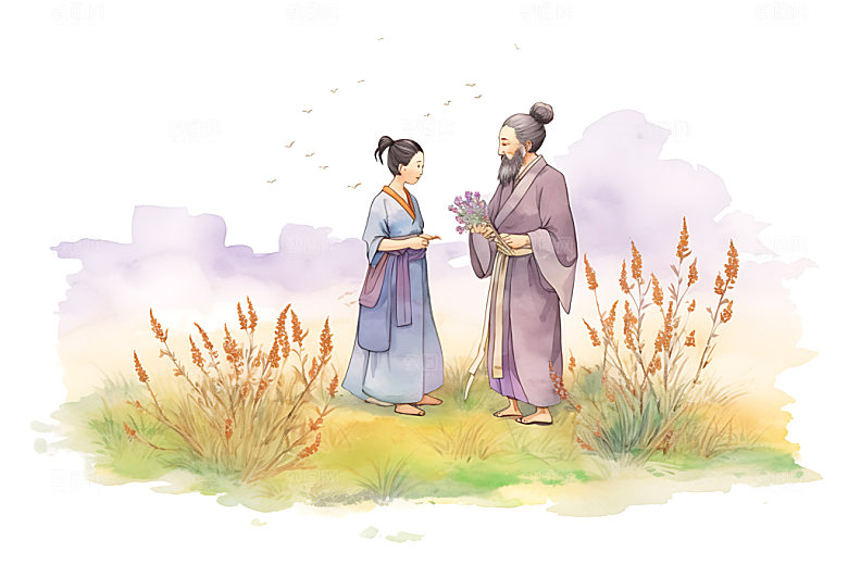 古人教书教师学习水墨画