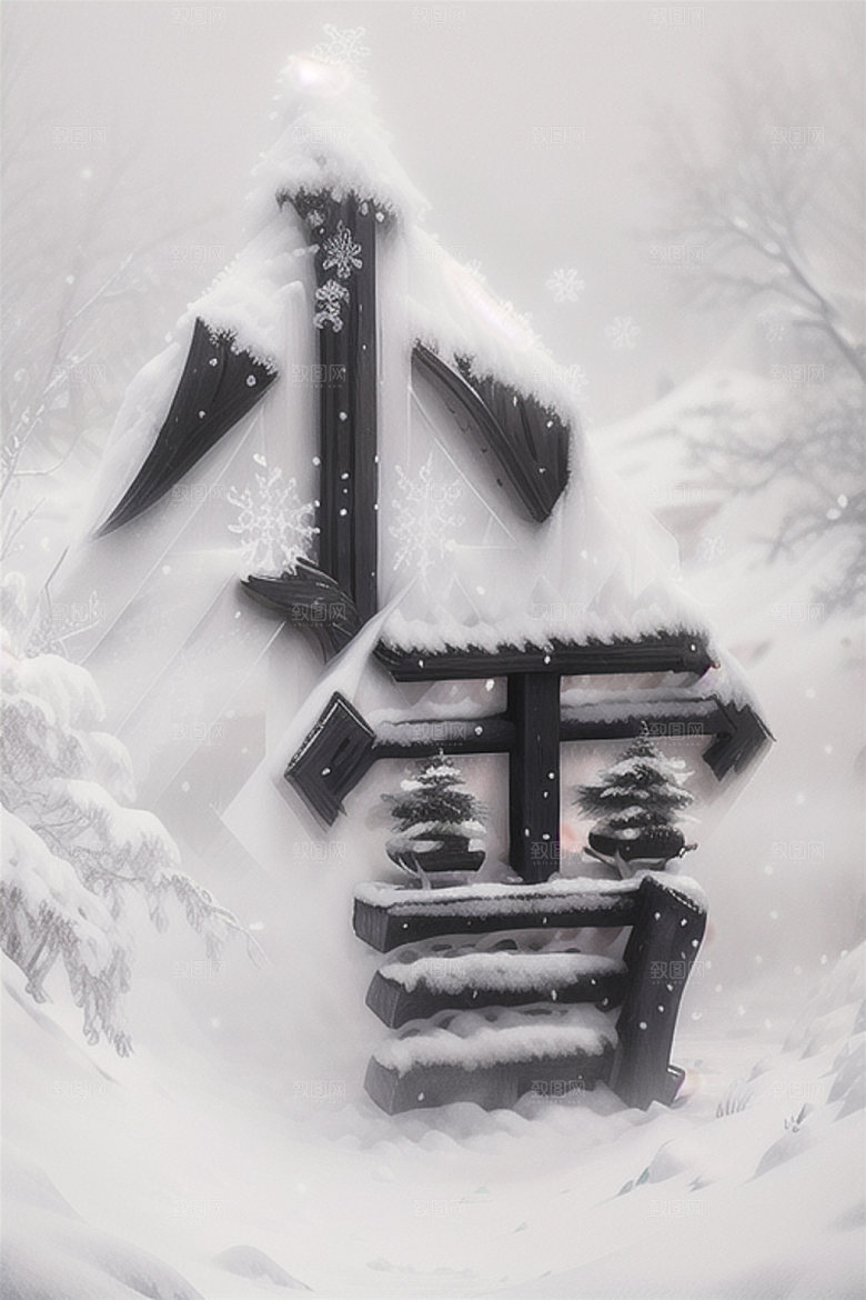 二十四节气中式风格立体字艺术字