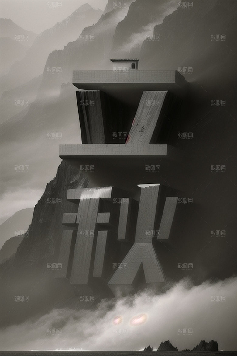 二十四节气立体字水墨艺术字