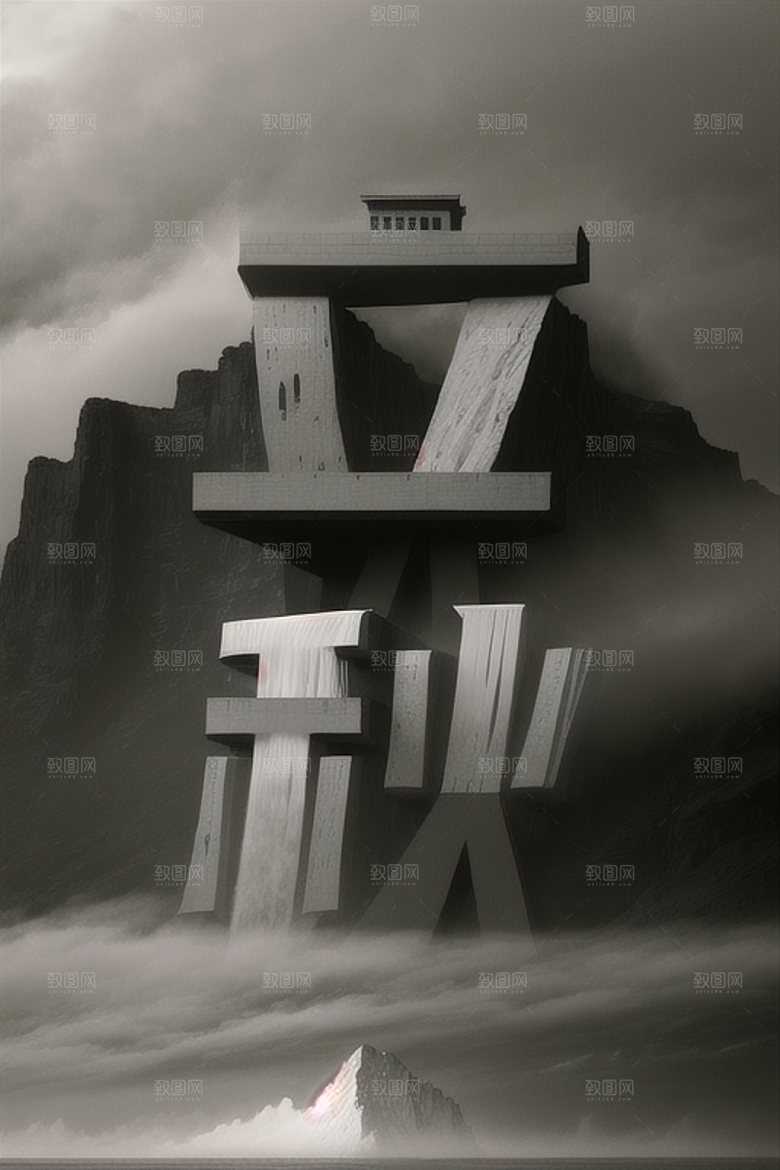 二十四节气水墨创意艺术字
