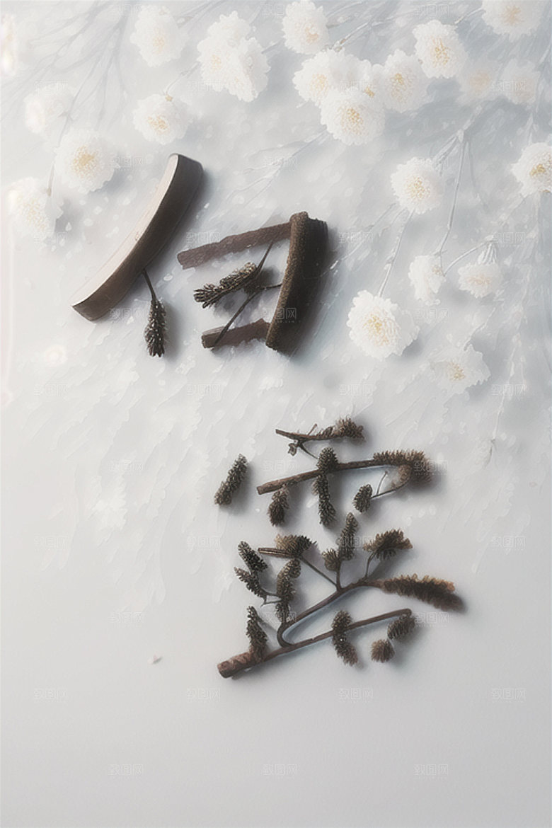 二十四节气水墨中式风格艺术字