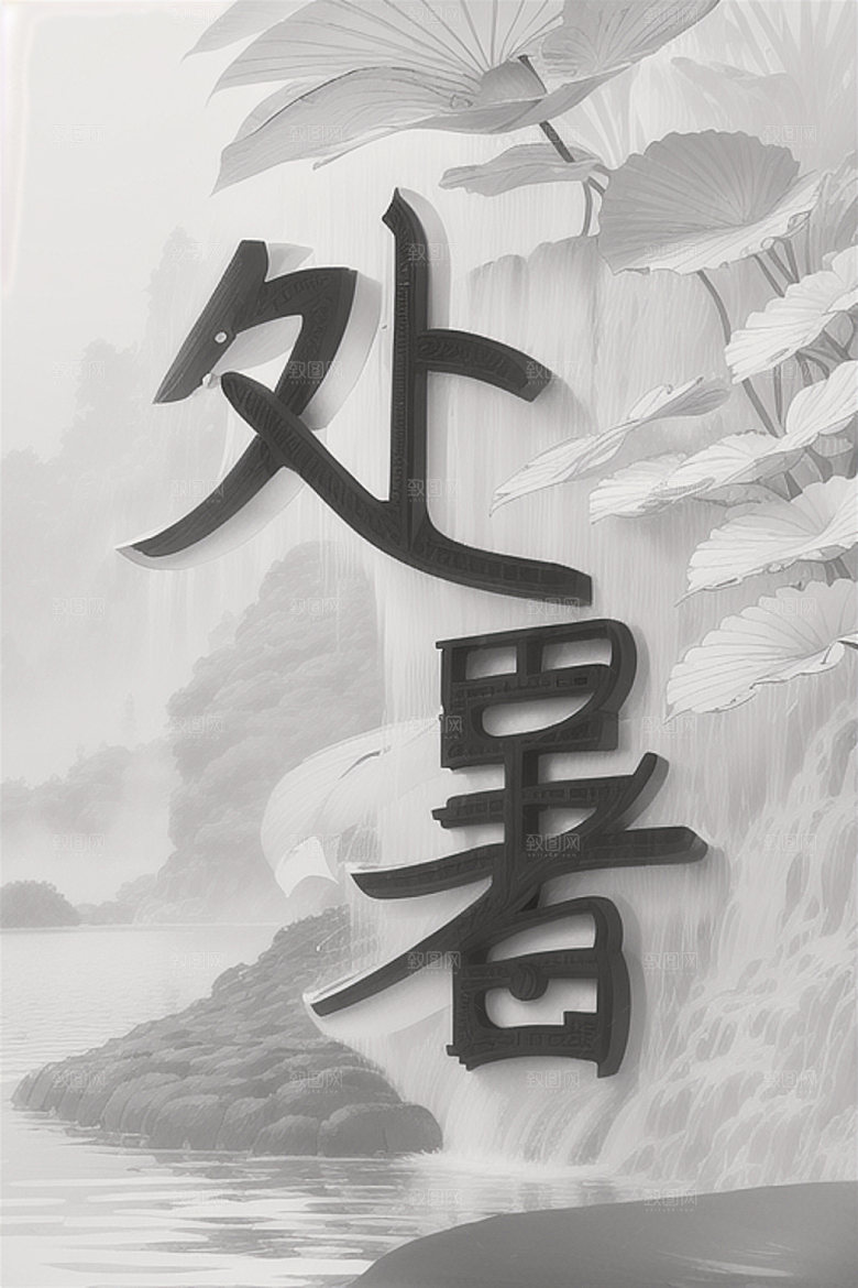 二十四节气创意3D艺术字
