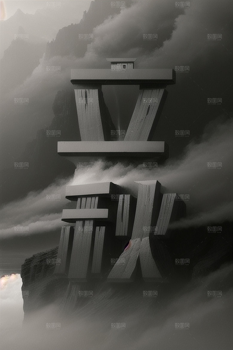 二十四节气中式风格创意艺术字