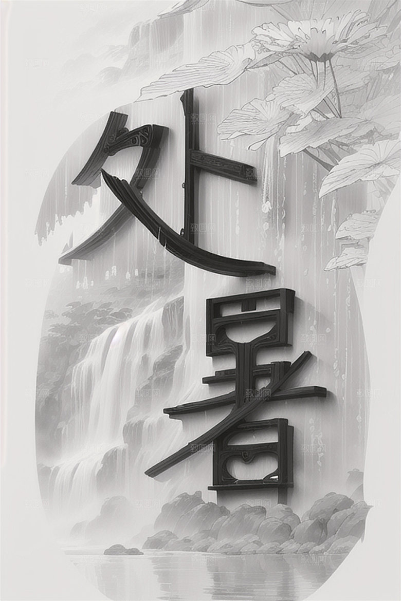 二十四节气中式风格书法艺术字