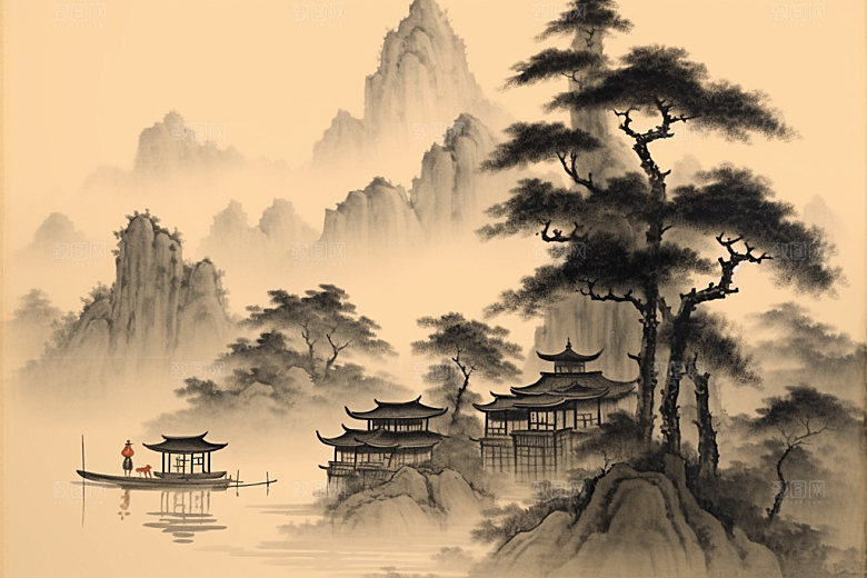 中国画高清国粹插画