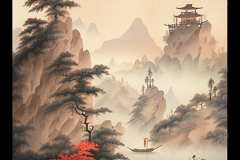 中国画艺术国粹插画