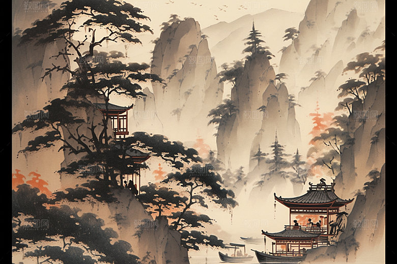 中国画艺术写意插画