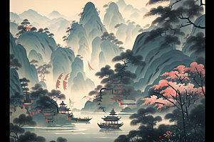 中国画艺术高清插画