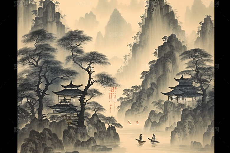中国画写意艺术插画