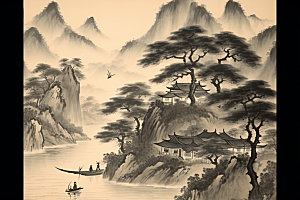 中国画中国风艺术插画
