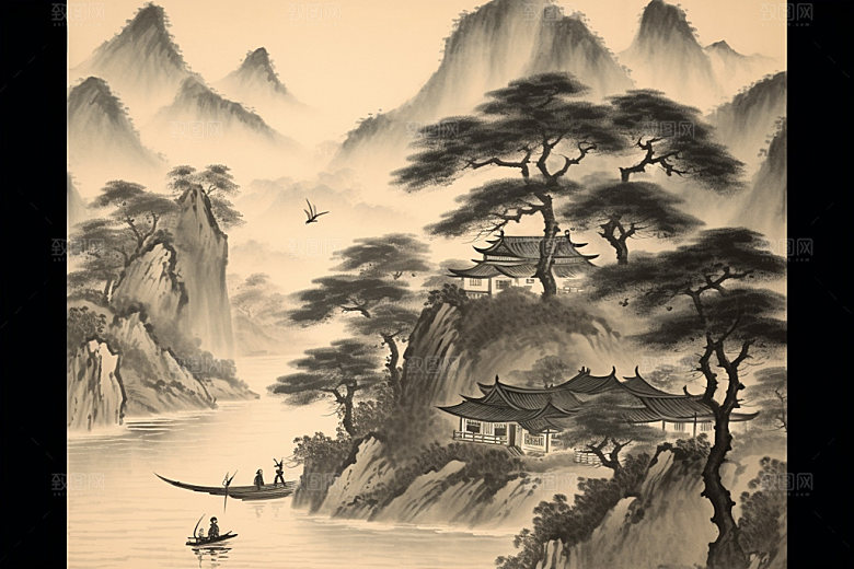 中国画中国风艺术插画