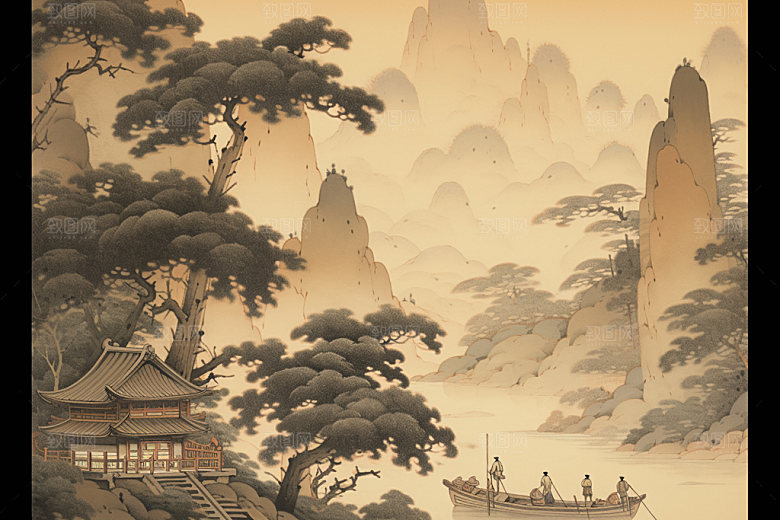 中国画国粹艺术插画