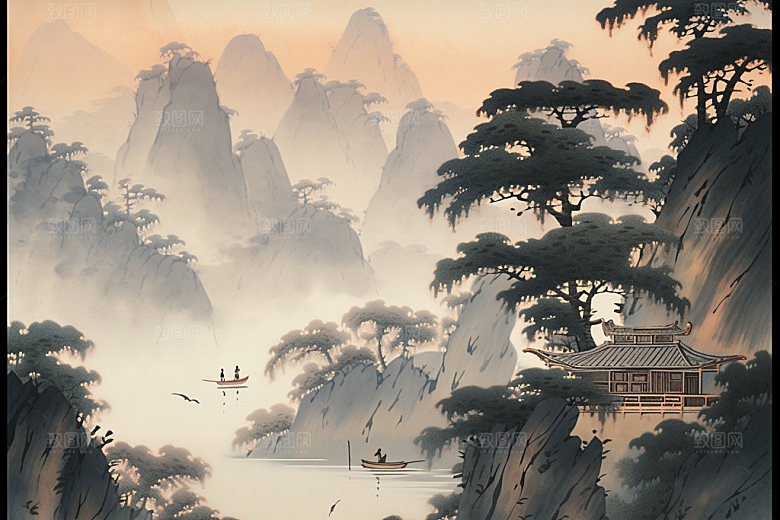 中国画中国风艺术插画