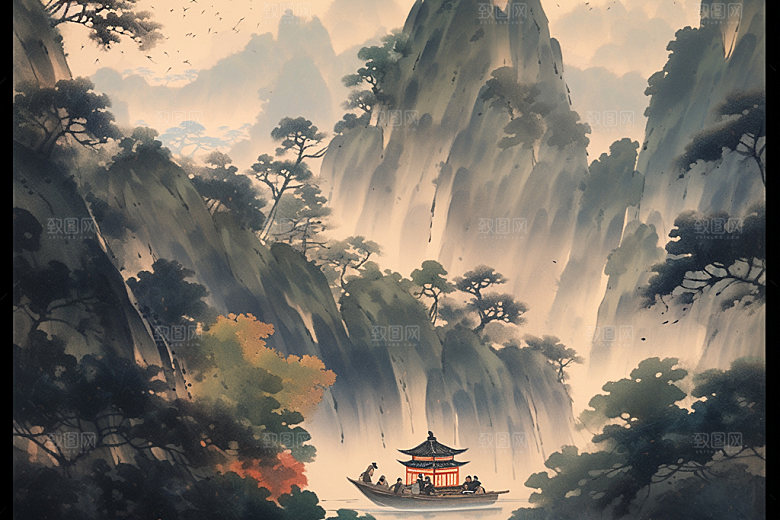 中国画水墨画艺术插画