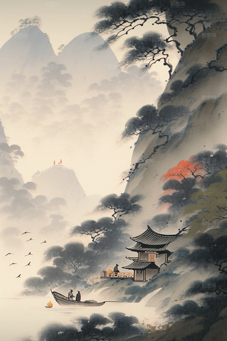 中国画水墨画艺术插画