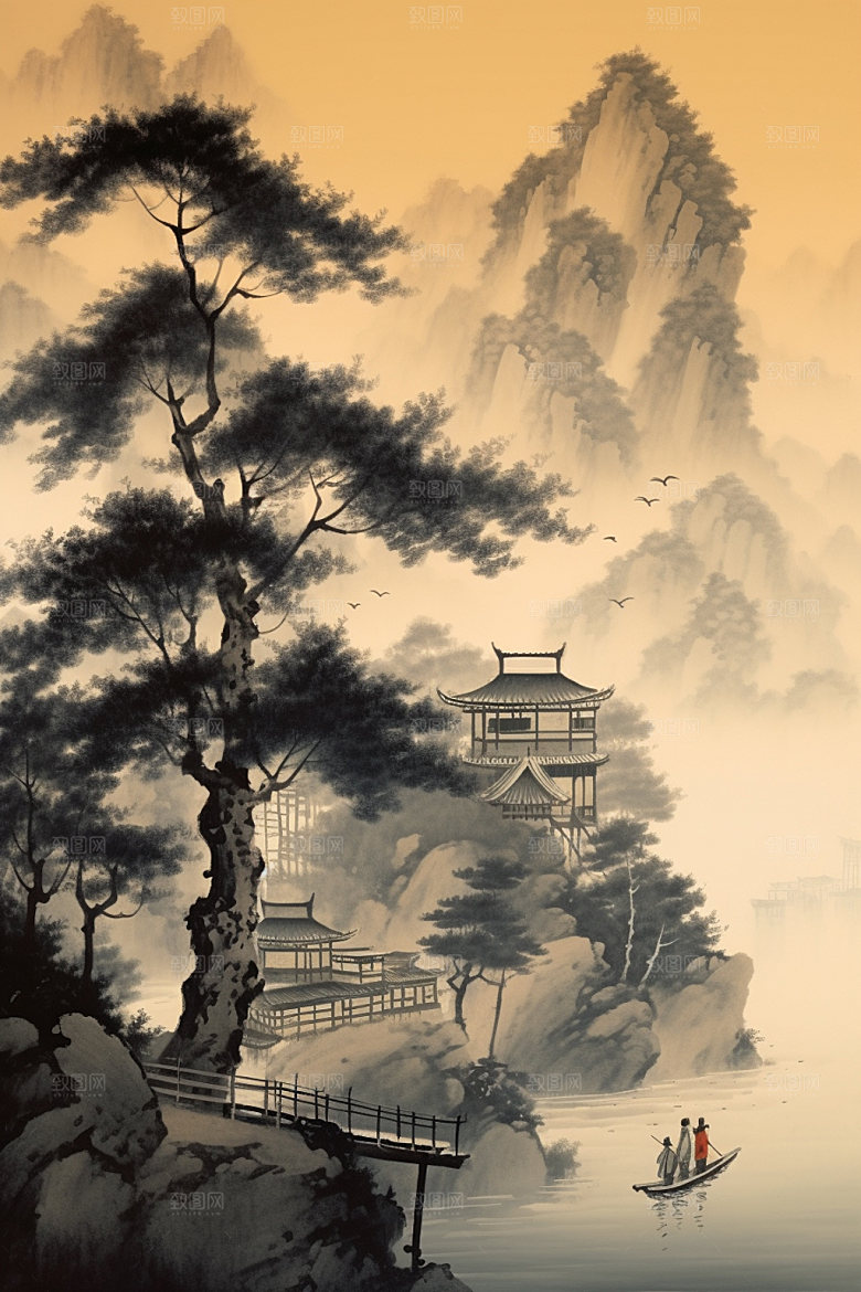 中国画国粹写意插画