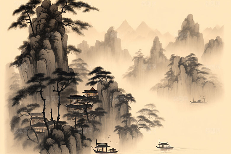 中国画写意艺术插画