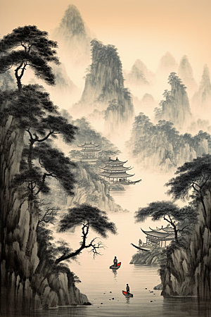 中国画高清中国风插画