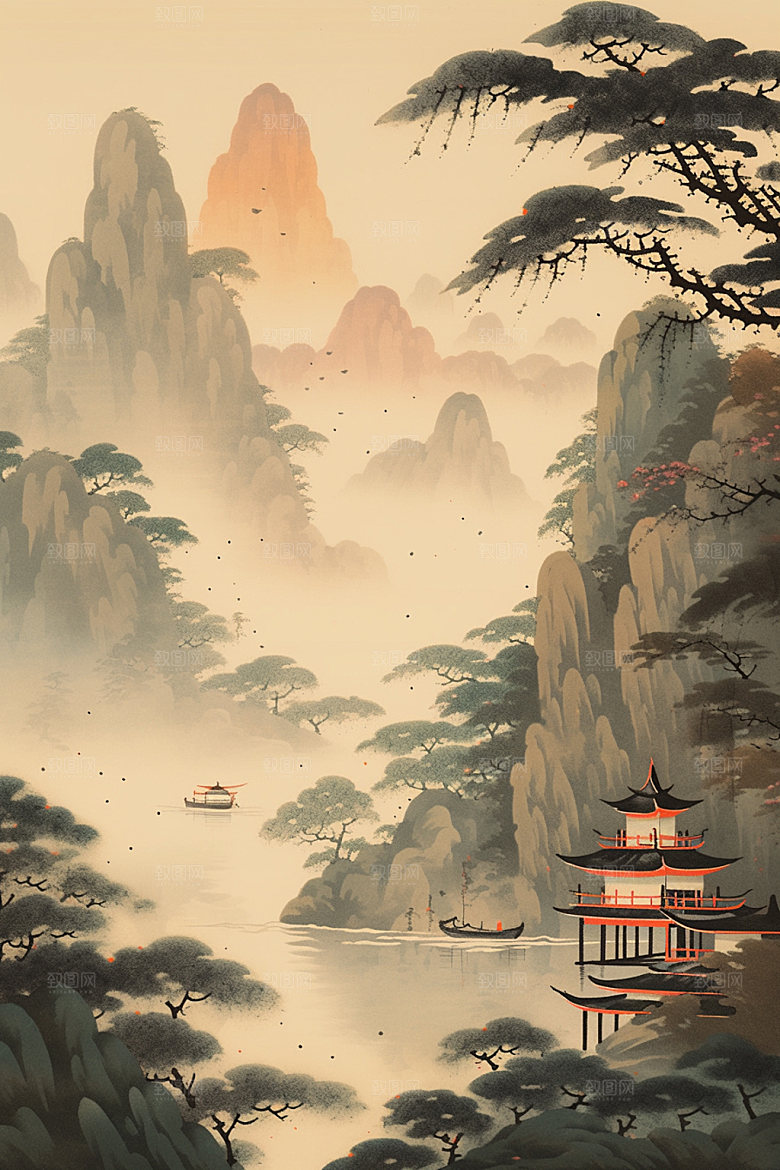 中国画高清山水插画