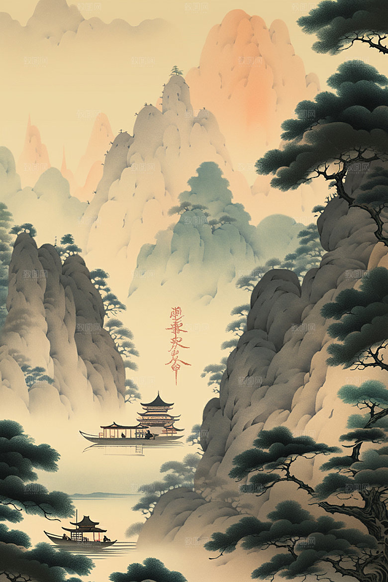 中国画中式中国风插画