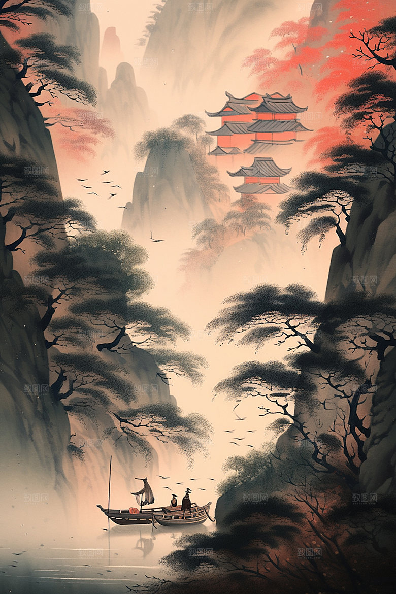 中国画中国风国粹插画