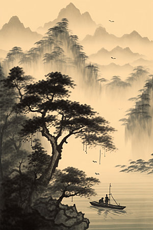 中国画国粹山水插画