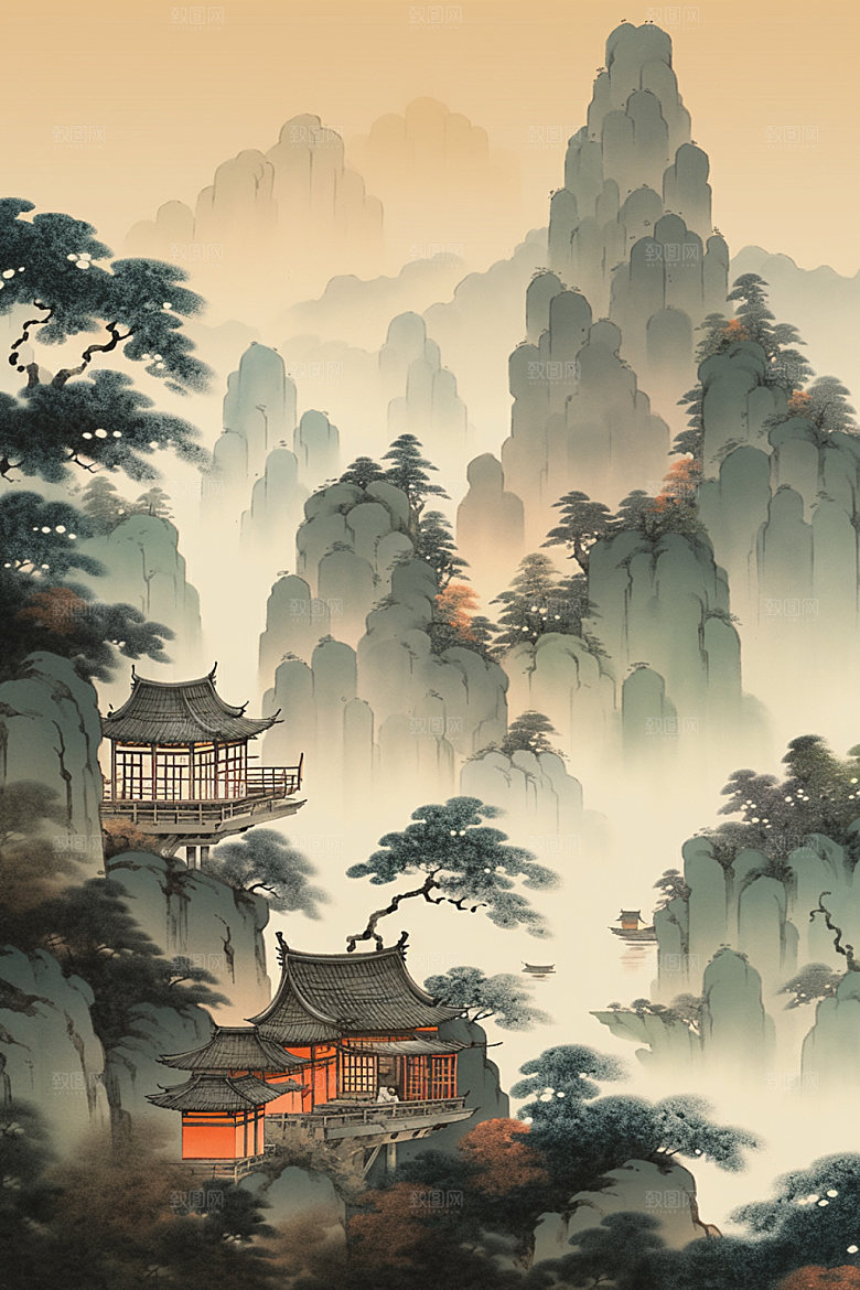 中国画写意艺术插画
