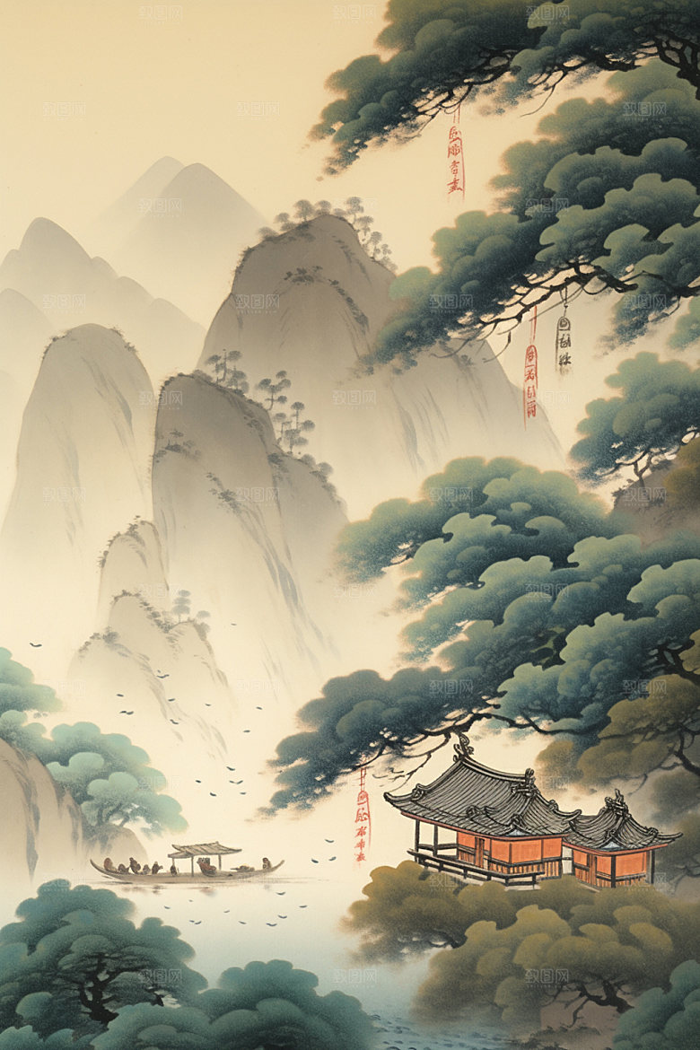 中国画高清国粹插画