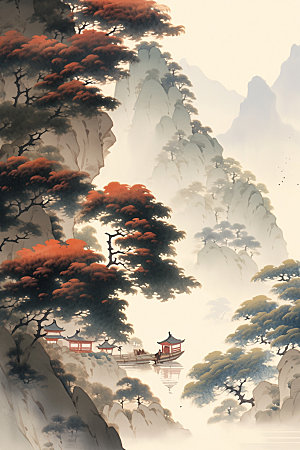 中国画艺术中国风插画