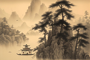 中国画艺术写意插画