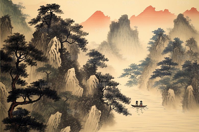 中国画写意国粹插画