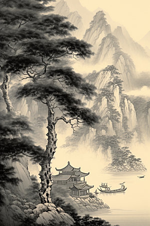 中国画写意艺术插画
