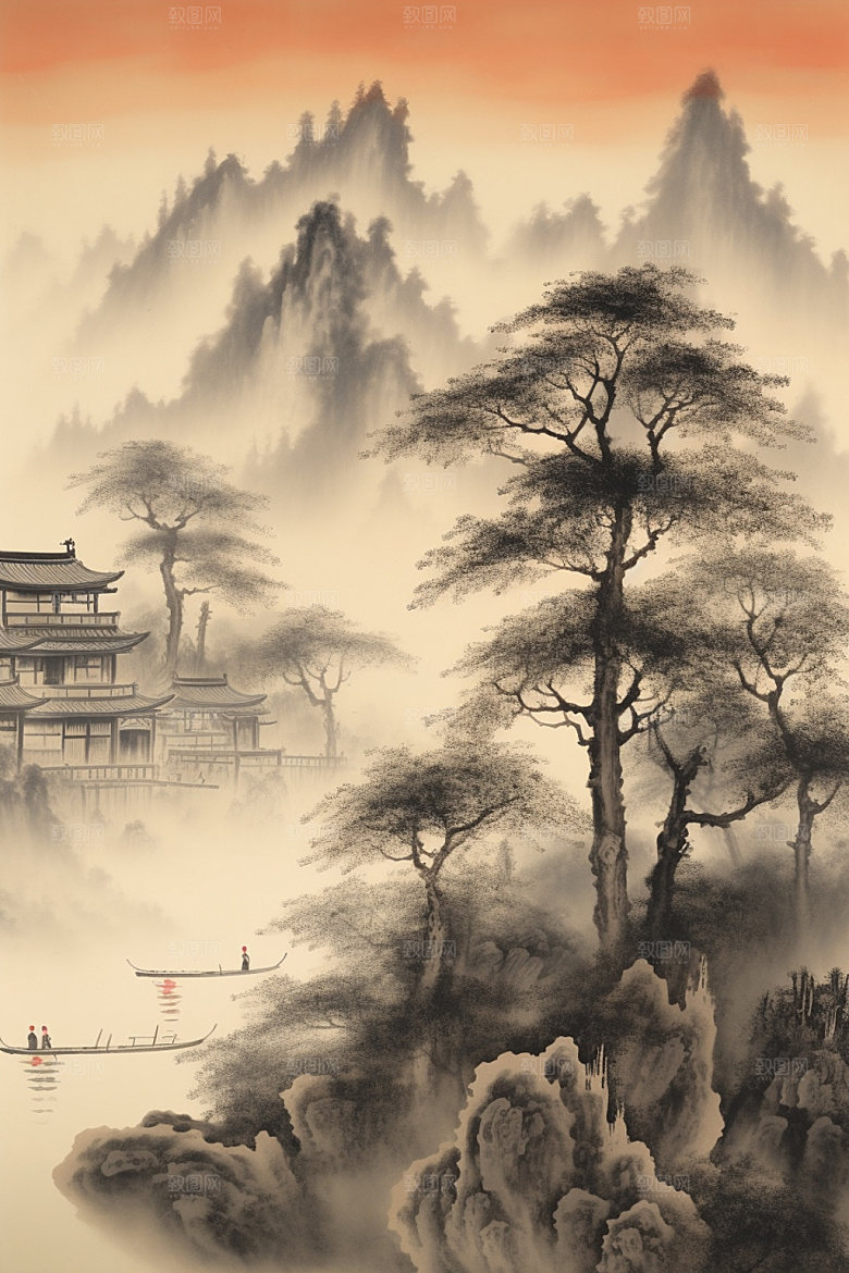 中国画国粹艺术插画