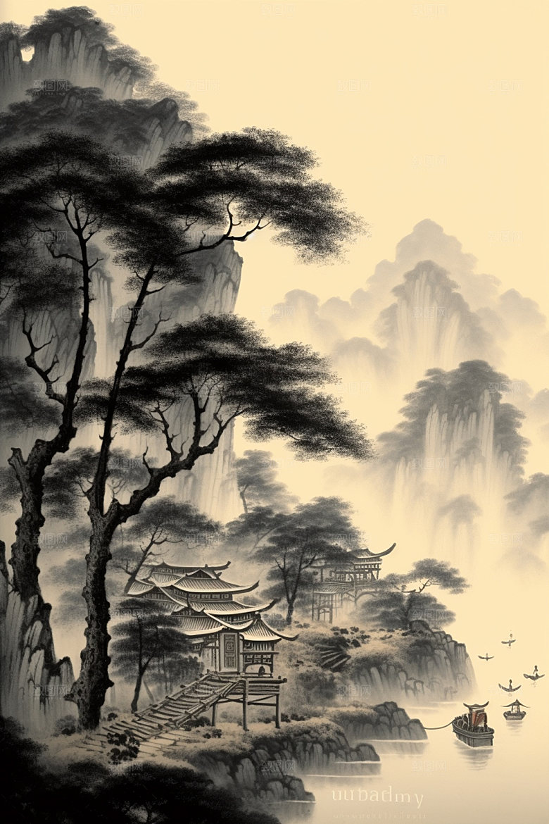 中国画写意艺术插画