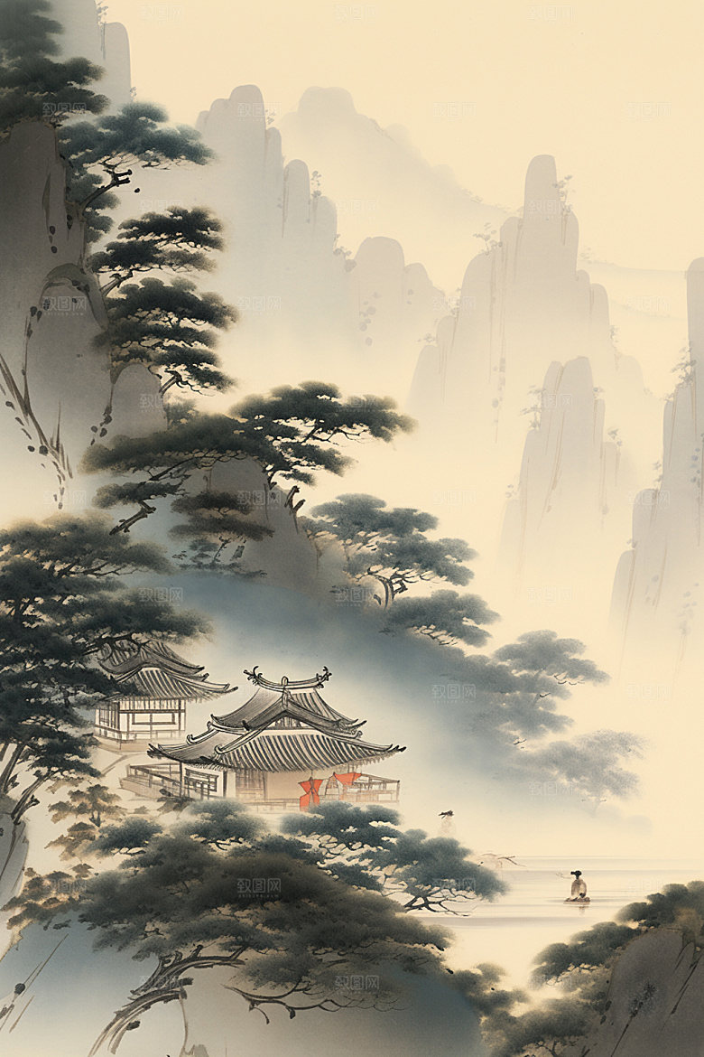 中国画写意高清插画