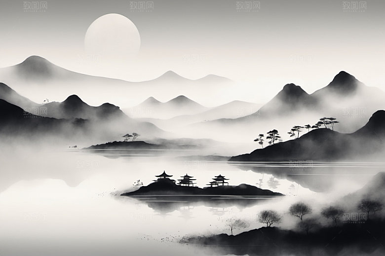 水墨写意唯美装饰画
