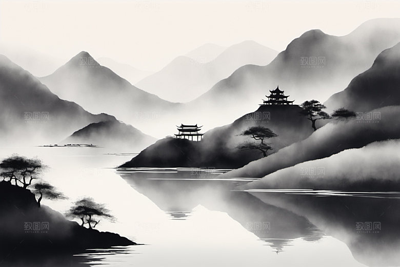 水墨高清细腻装饰画
