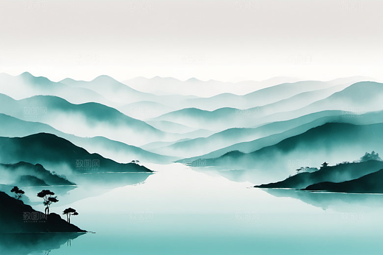 水墨山水唯美装饰画