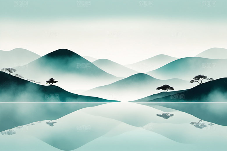水墨山水唯美装饰画