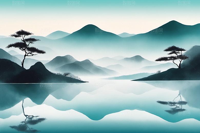 水墨山水意境装饰画