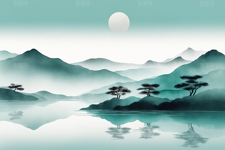 水墨山水细腻装饰画